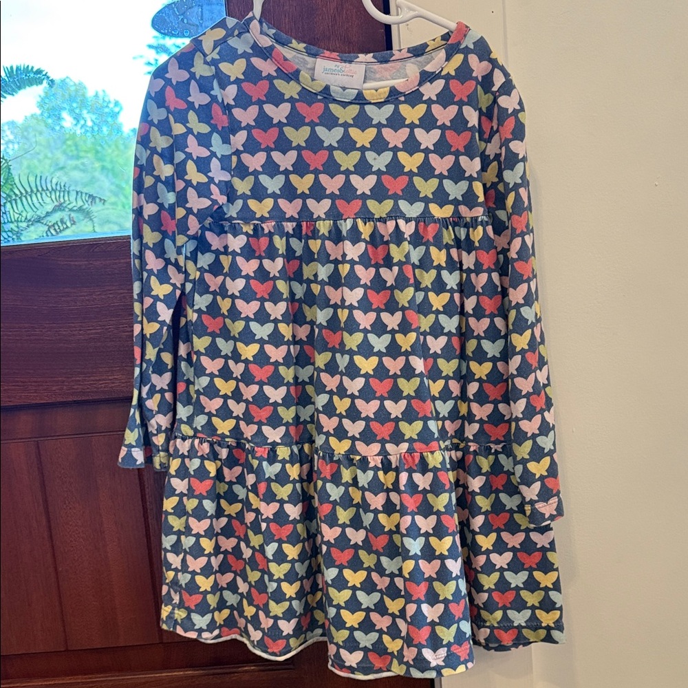 James & Lottie Colorful Butterfly Print Kids Dress